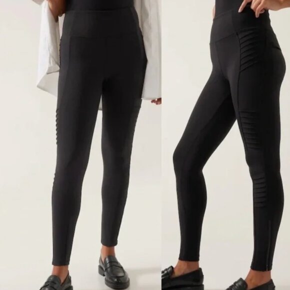 Athleta Pants - Athleta women's‎ SP delancey moto tight leggings high rise waist zipper ankle